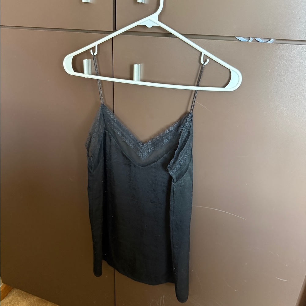 Elegant Black Lace Trim Cami Top